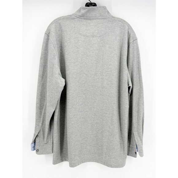 Threadwize Mens 100% Cotton Gray Polo LSV 1/4 Button Down Shirt Sz XL - Picture 2 of 9